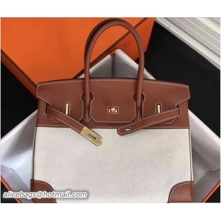 Stylish Hermes Swift Leather/Canvas Birkin 30cm Bag 81507