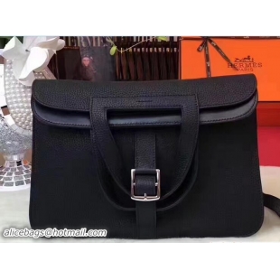 Top Grade Hermes Halzan Tote Bag in Original Togo Leather 91002 Black