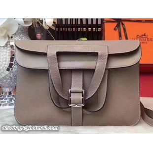 Good Quality Hermes Halzan Tote Bag in Original Togo Leather 91002 Light Gray