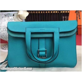 Big Discount Hermes Halzan Tote Bag in Original Togo Leather 91002 Turquoise