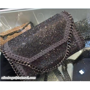 Grade Quality Stella McCartney Falabella Crystal Stones Tiny Fold Over Tote Bag 92804 Dark Gray 2017