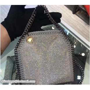 Buy Discount Stella McCartney Falabella Crystal Stones Tiny Tote Bag 92808 Gray 2017