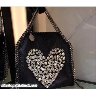 Expensive Stella McCartney Black Falabella Crystal Stones Tiny Tote Bag White Heart 92820 2017