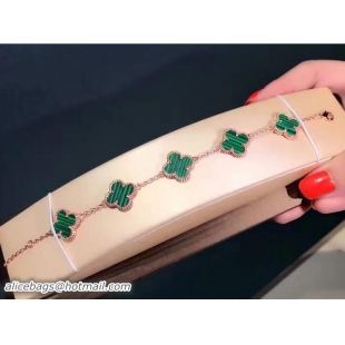 Classic VanCleef&Arpels 5 Motifs Vintage Alhambra Bracelet Green Pink Gold 102738