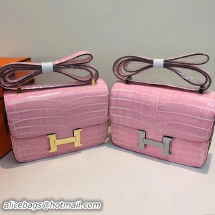 Super Quality Hermes Constance Bag Croco Leather H9978C Pink