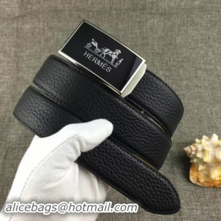 Pretty Style Hermes 34mm Black Belt HO0801 Silver