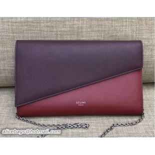 Sumptuous Celine Diagonal Large Flap Wallet On Chain 109053 Burgundy/Red 2017