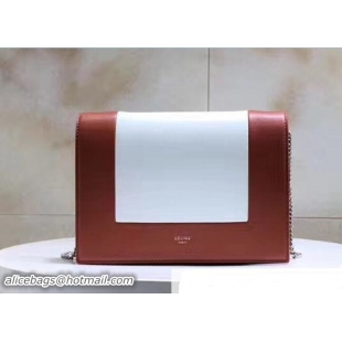 Unique Discount Celine Frame Evening Clutch On Chain Bag 107773A Khaki/White 2017