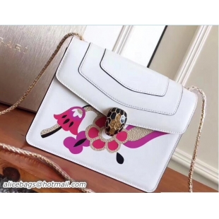 Discount Bvlgari Flower Serpenti Forever Flap Cover Small Bag 111344 White/Fuchsia 2017