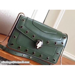 Perfect Bvlgari Gen Studs Serpenti Forever Flap Cover Shoulder Bag 111318 Army Green 2017