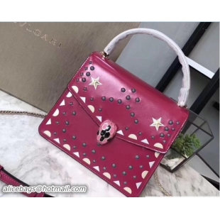 Fashion Luxury Bvlgari Star Studs Serpenti Forever Flap Cover Top Handle Bag 111336 Fuchsia 2017