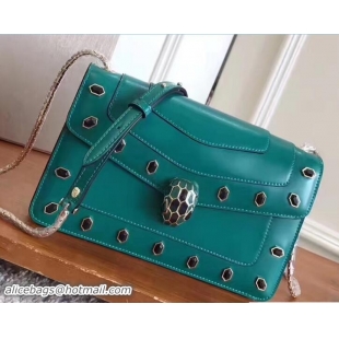 Feminine Bvlgari Gen Studs Serpenti Forever Flap Cover Shoulder Bag 111321 Green 2017