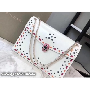 Comfortable Bvlgari Star Studs Serpenti Forever Flap Cover Medium Bag 111340 White 2017