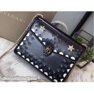 Good Product Bvlgari Star Studs Serpenti Forever Flap Cover Small Bag 111332 Black 2017