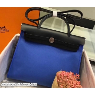 Pretty Style Hermes Canvas And Leather Her Bag Zip 31 Bag 12011 Blue/Black