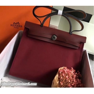 Luxury Discount Hermes Canvas And Leather Her Bag Zip 31 Bag 12011 Burgundy/Brown