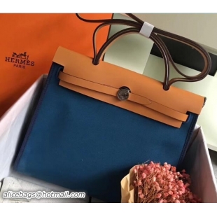 Unique Style Hermes Canvas And Leather Her Bag Zip 31 Bag 12011 Turkey Blue/Khaki