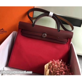 Luxury Cheap Hermes Canvas And Leather Her Bag Zip 31 Bag 12011 Red/Burgundy