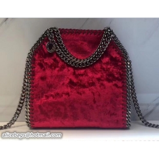 Top Design Stella McCartney Velvet Falabella Tiny Tote Bag S12015 Red 2018