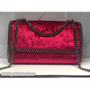 Good Quality Stella McCartney Velvet Falabella Shoulder Bag S12016 Red 2018