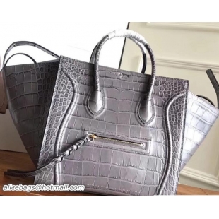 Luxury Cheap Celine Luggage Phantom Bag in Croco Pattern 21802 Gray