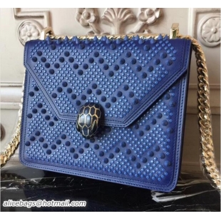 Good Quality Bvlgari Studs Serpenti Forever X Nicholas Kirkwood Flap Cover Small Bag 21907 Blue 2018