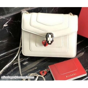 Sophisticated Bvlgari Love Heart Charm Serpenti Forever Flap Cover Small Bag 21909 Off White 2018