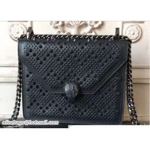 Top Grade Bvlgari Studs Serpenti Forever X Nicholas Kirkwood Flap Cover Small Bag 21907 Black 2018