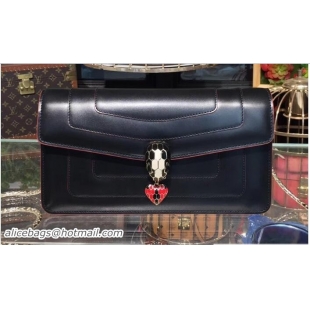 Grade Bvlgari Love Heart Charm Serpenti Forever Flap Cover Shoulder Bag 21911 Black 2018