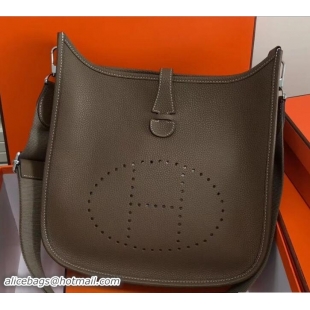 Good Quality Hermes Togo Leather Evelyne III PM Bag 327011 Etoupe