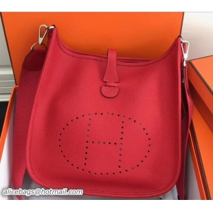 Luxury Discount Hermes Togo Leather Evelyne III PM Bag 327011 Red