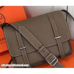 Stylish Hermes Togo Leather Steve 32 Men's Messenger Bag 32822 Etoupe