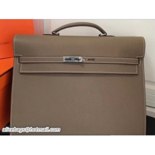 Fashion Hermes Togo Leather Kelly Depeches 38 Briefcase Bag 327018 Etoupe