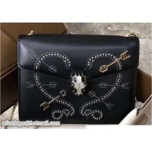 Good Product Bvlgari Pop Heart Serpenti Forever Flap Cover Small Bag 33101 Black 2018