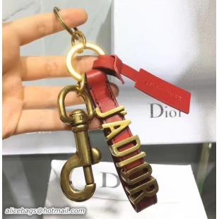 Top Design Dior J'ADIOR Key Ring In Red Calfskin And Aged Gold-tone Metal 10838