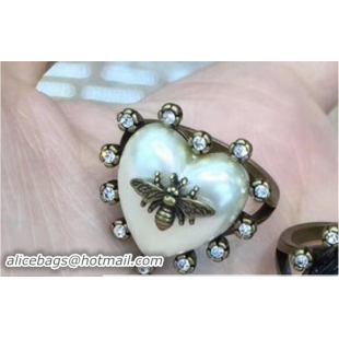 Shop Duplicate Dior Blue Bohémienne heart and bee Ring White 419055