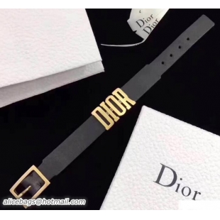 Fashionable Dior Leather Logo Bracelet Black 420101