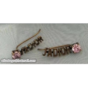 Classic Practical Dior J'adior Earrings In Aged Gold-Tone Finish Metal And Pink Crystals 420145