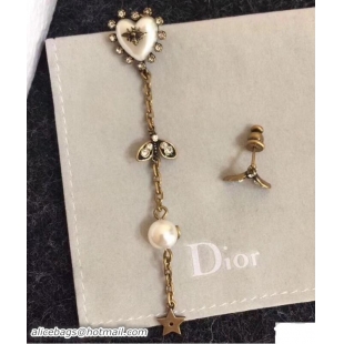 Stylish Dior White Heart Bee and Star Earrings 419068