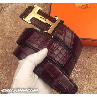 Stylish Hermes Croco Pattern Belt 424H29