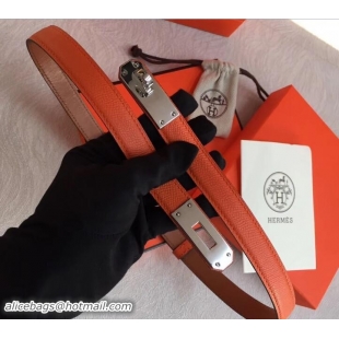 Duplicate Hermes Width 20mm Epsom Calfskin Kelly Belt 706020 Orange/Silver