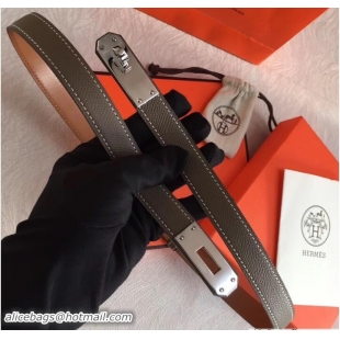 Fashion Luxury Hermes Width 20mm Epsom Calfskin Kelly Belt 706020 Etoupe/Silver