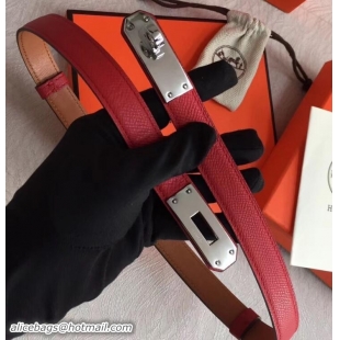 Perfect Quality Hermes Width 20mm Epsom Calfskin Kelly Belt 706020 Red/Silver