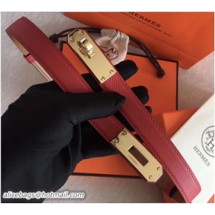 Good Quality Hermes Width 20mm Epsom Calfskin Kelly Belt 706022 Red/Gold