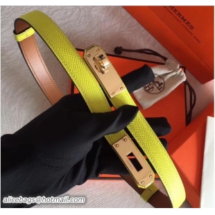 Trendy Design Hermes Width 20mm Epsom Calfskin Kelly Belt 706022 Yellow/Gold