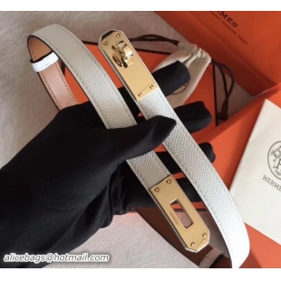 Top Grade Hermes Width 20mm Epsom Calfskin Kelly Belt 706022 White/Gold