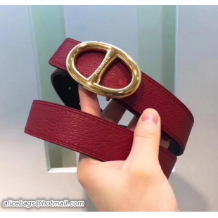 Best Grade Hermes Width 3cm Chaîne d'Ancre Belt Buckle And Reversible Leather Strap 706023 Red/Black