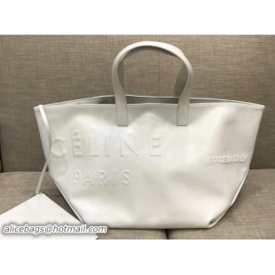 Good Quality Celine Logo Made In Medium Tote Bag in White Leather C80203 2018