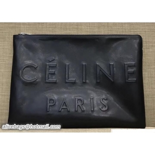 Cheap Celine Logo Made In Large Clutch Pouch Bag in Black Leather C80205 2018