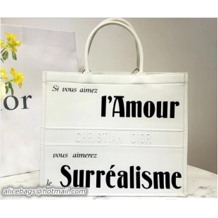 Good Quality Dior Book Tote Bag White In Calfskin Printed with Surrealism 800572 2018